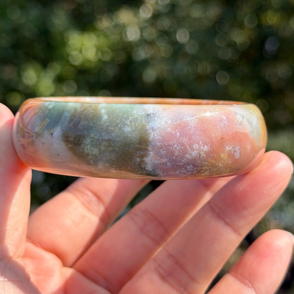 60mm inner diameter wide scenic‎ ocean jasper bangle 1209